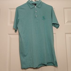 Psycho Bunny Teal and white Polo